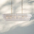 Ghiaccio Glass Oval Chandelier 54''65'' - Lacquered Burnished BrassClear65