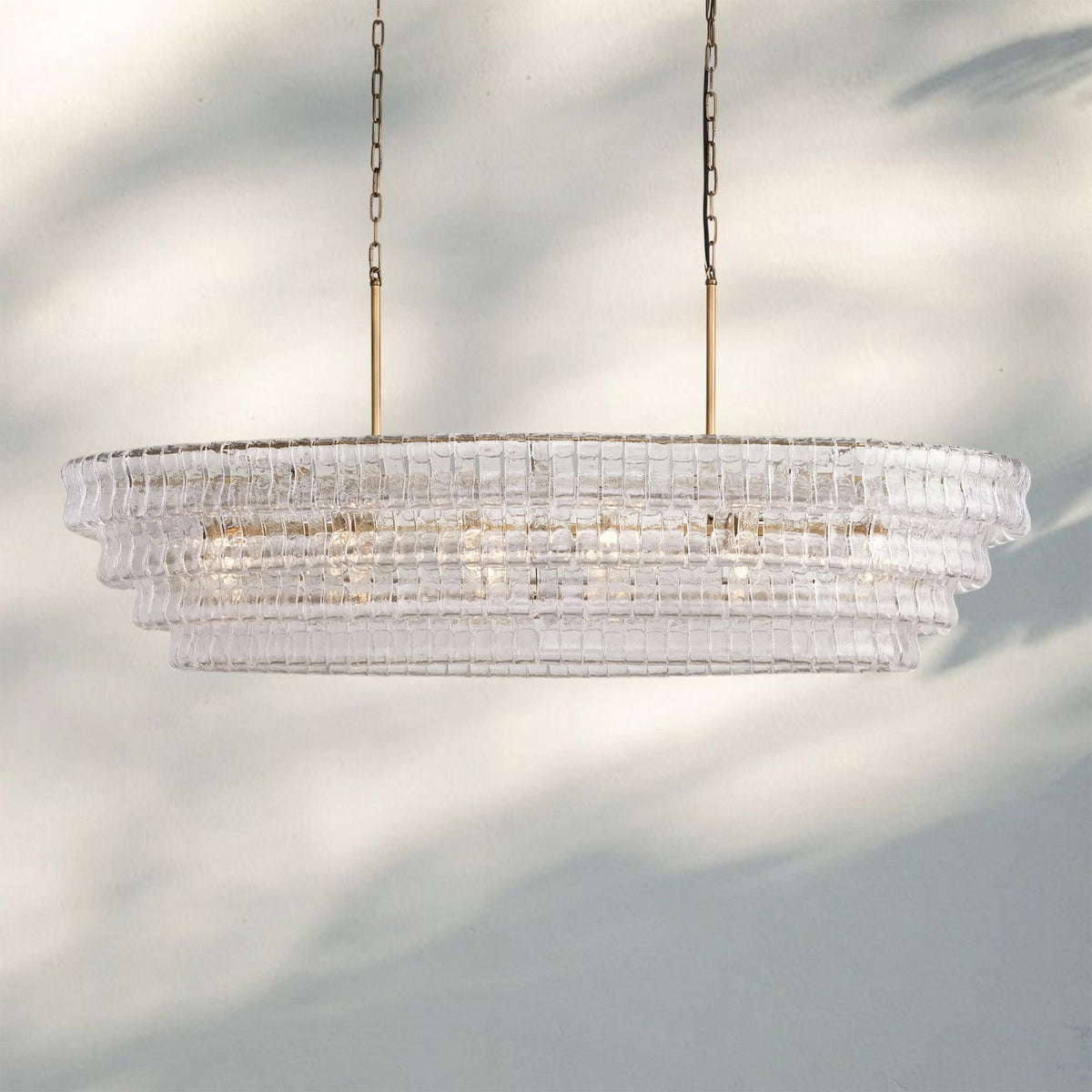 Ghiaccio Glass Oval Chandelier 54''65'' - Lacquered Burnished BrassClear65"Joyfuzzy