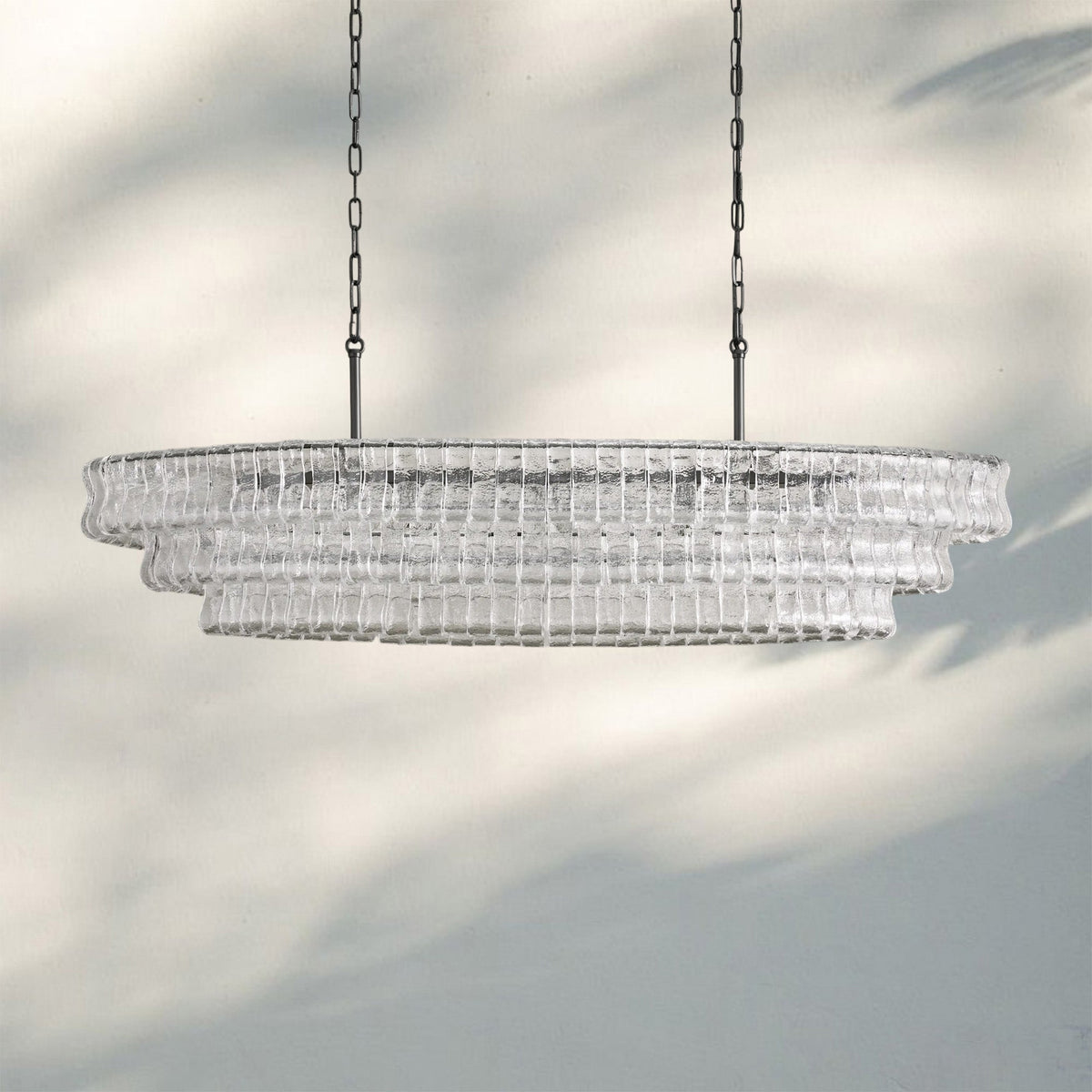 Ghiaccio Glass Oval Chandelier 54''65'' - Matte BlackClear54"Joyfuzzy