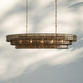 Ghiaccio Glass Oval Chandelier 54''65'' - Lacquered Burnished BrassSmoke54