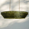 Ghiaccio Glass Oval Chandelier 54''65'' - Matte BlackGreen65