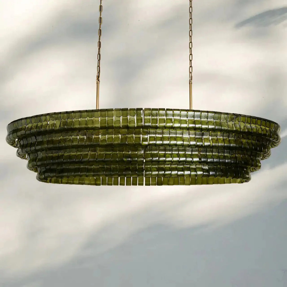 Ghiaccio Glass Oval Chandelier 54''65'' - Matte BlackGreen65"Joyfuzzy