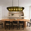 Ghiaccio Glass Oval Chandelier 54''65'' - Matte BlackClear65