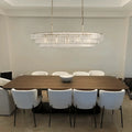 Ghiaccio Glass Oval Chandelier 54''65'' - Matte BlackClear54