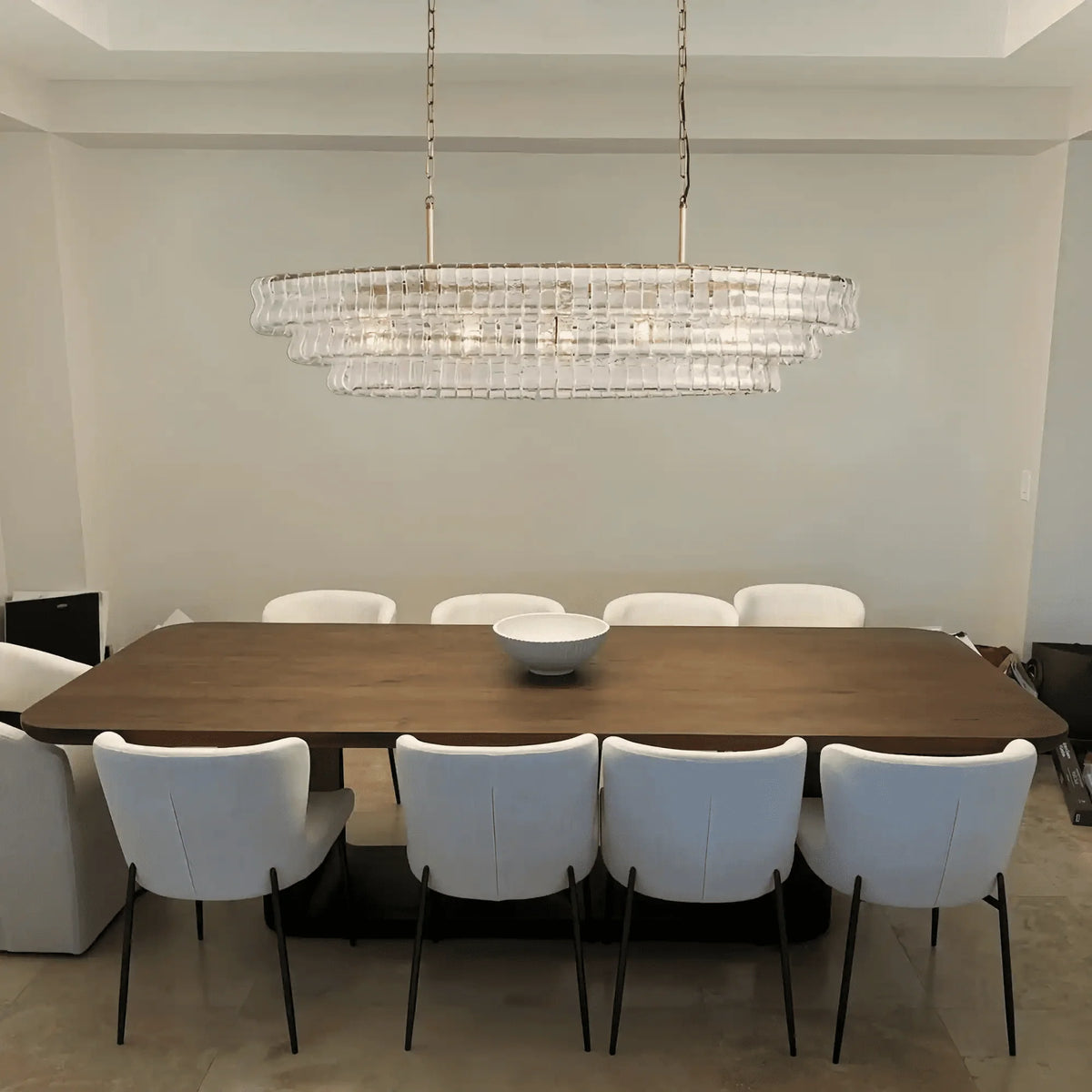 Ghiaccio Glass Oval Chandelier 54''65'' - Matte BlackClear54"Joyfuzzy