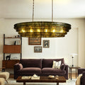 Ghiaccio Glass Oval Chandelier 54''65'' - Matte BlackClear65