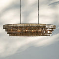 Ghiaccio Glass Oval Chandelier 54''65'' - Lacquered Burnished BrassSmoke65