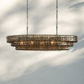 Ghiaccio Glass Oval Chandelier 54''65'' - Matte BlackSmoke54