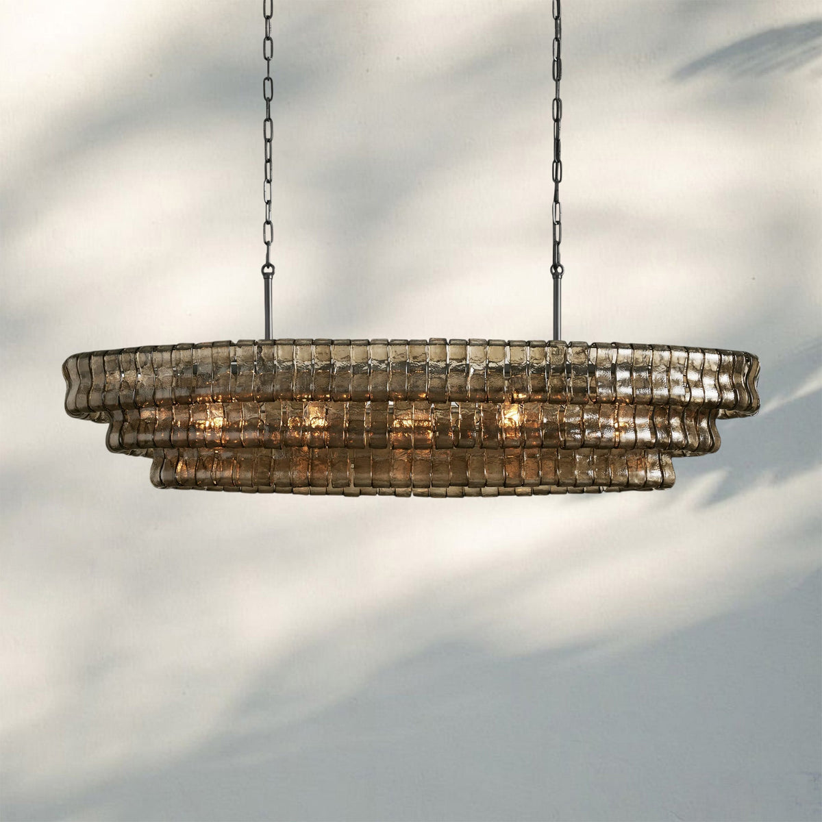 Ghiaccio Glass Oval Chandelier 54''65'' - Matte BlackSmoke54"Joyfuzzy