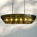 Ghiaccio Glass Oval Chandelier 54''65'' - Matte BlackGreen65