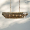 Ghiaccio Glass Oval Chandelier 54''65'' - Lacquered Burnished BrassSmoke65