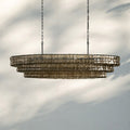 Ghiaccio Glass Oval Chandelier 54''65'' - Lacquered Burnished BrassSmoke54