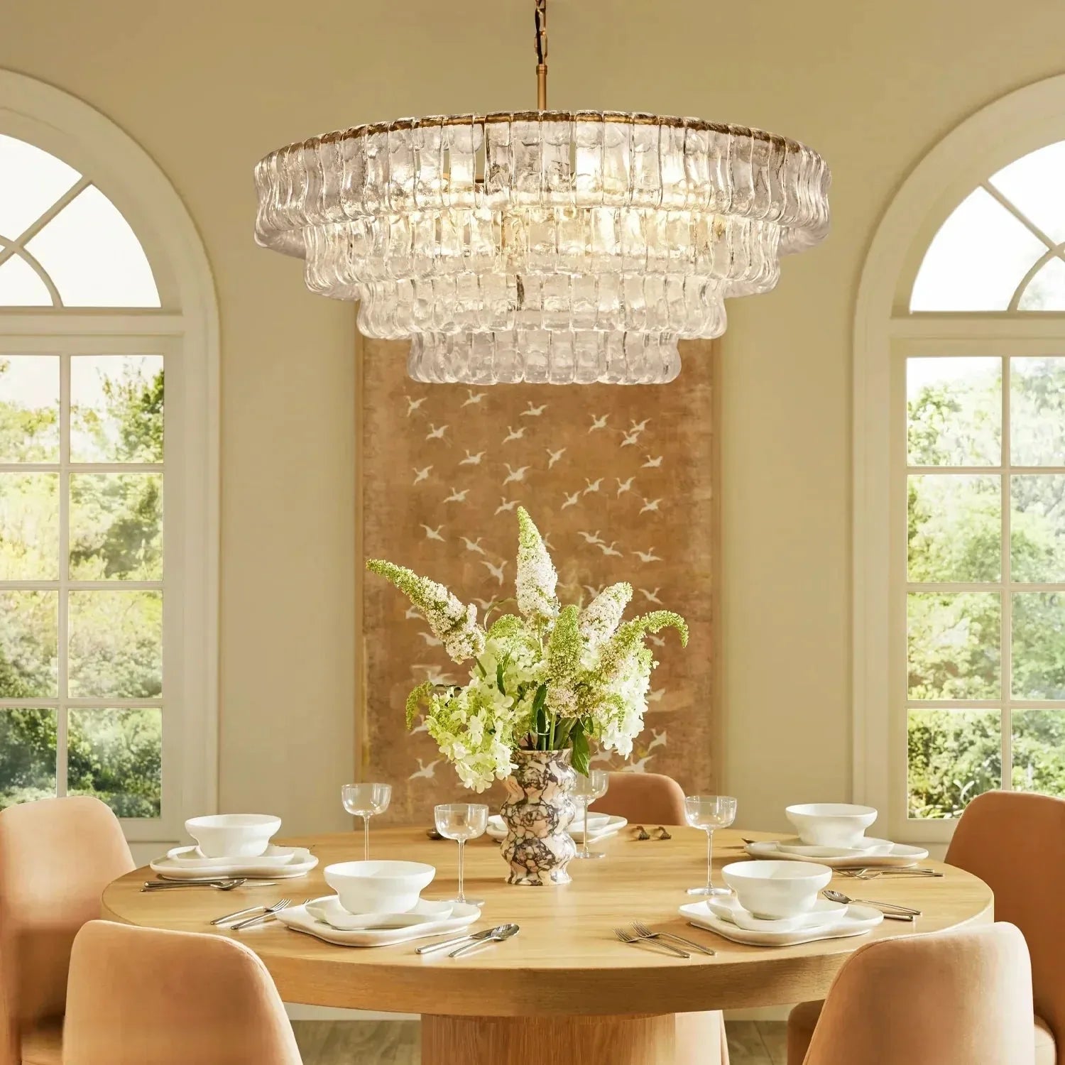 Ghiacio Glass Round Chandelier 24" 36" 48" 60"-