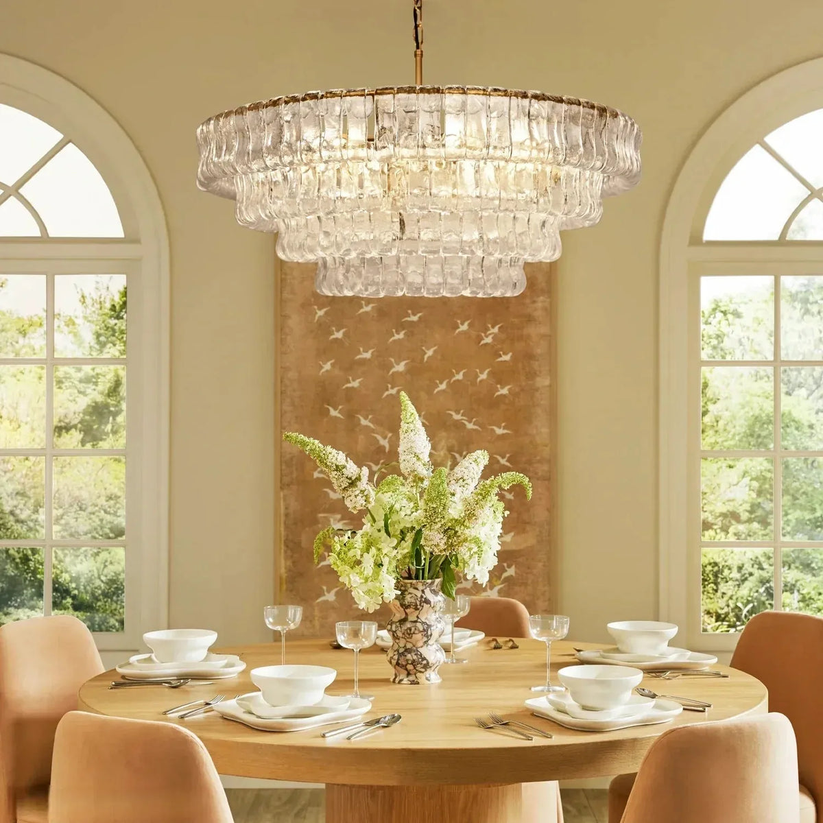 Ghiacio Glass Round Chandelier 24" 36" 48" 60"-