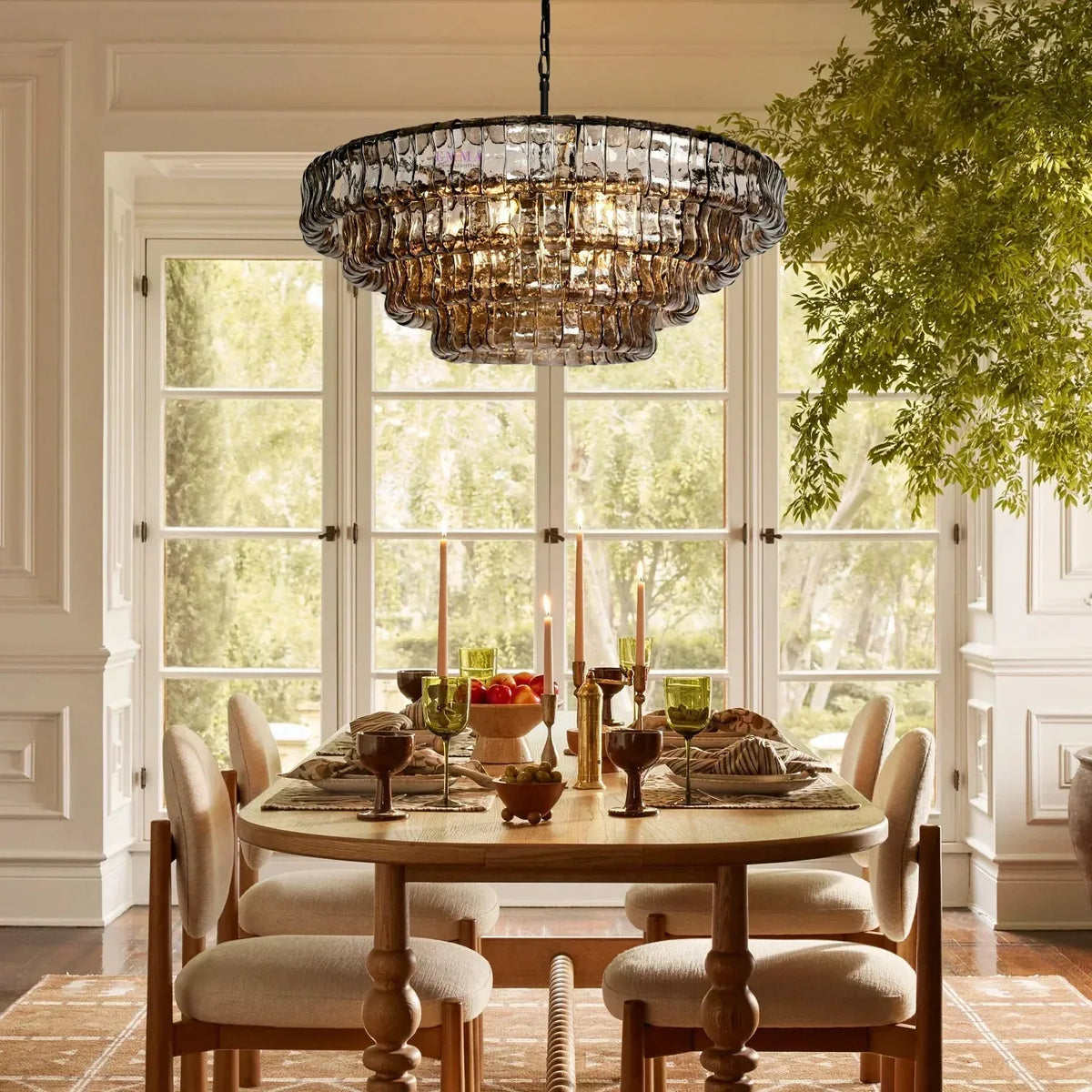 Ghiacio Glass Round Chandelier 24" 36" 48" 60"-