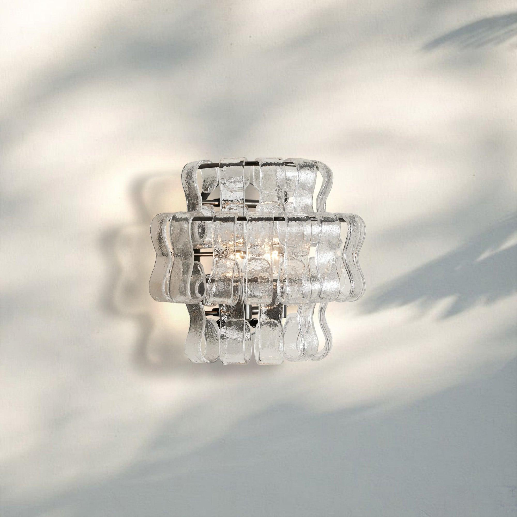 Ghiacio Glass Wall Sconce-Matte Black-Clear-