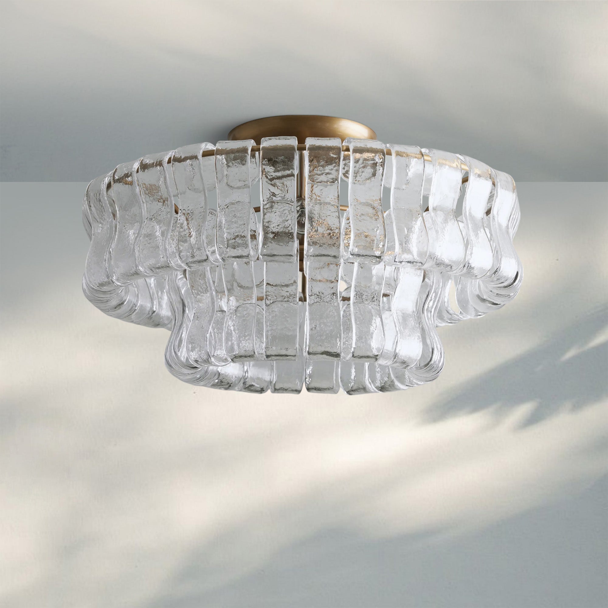 Ghiaccio Modern Glass Flushmount - Antique BrassClearJoyfuzzy