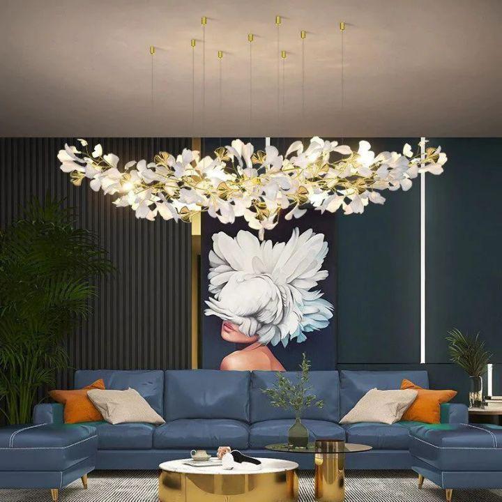Ginkgo A Branch Chandelier - White + gold accents150CM (L59"）Joyfuzzy