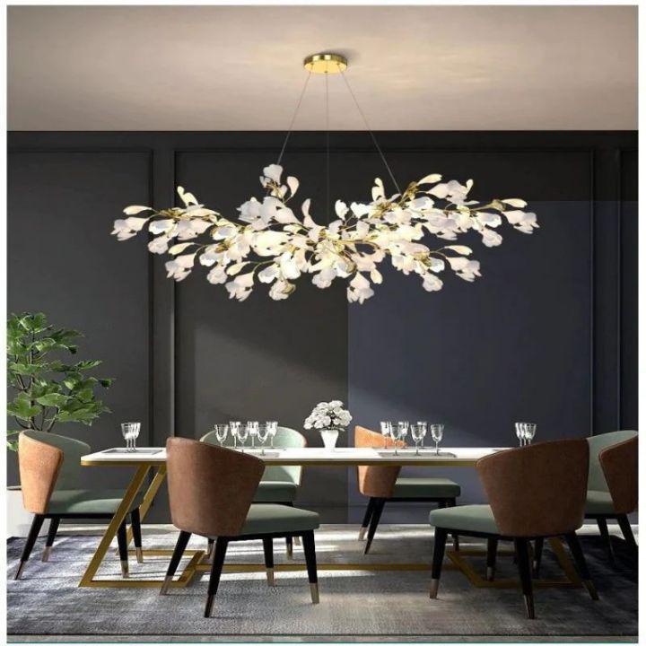 Ginkgo Branch Chandelier - All white leavesL150CM (L59")Joyfuzzy