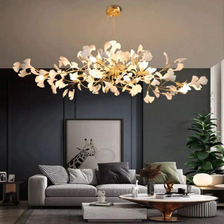 Ginkgo C Branch Chandelier - All white leaves200CM (78¾")Joyfuzzy