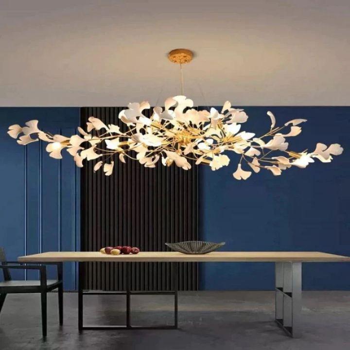 Ginkgo C Branch Chandelier - All white leaves200CM (78¾")Joyfuzzy