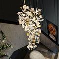 Ginkgo Cascading A Branch Chandelier - All white leavesH150CM (H59