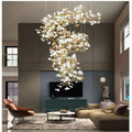 Ginkgo Cascading B (Spiral) Branch Chandelier - White + gold accentsH150CM (H59