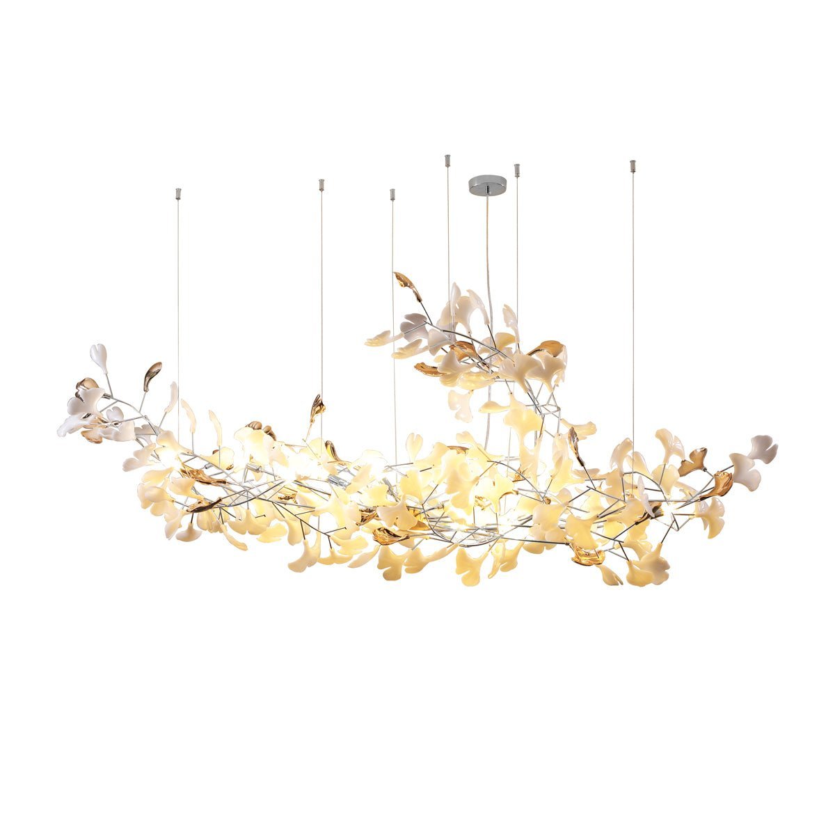 Ginkgo Cloud Chandelier - Model A L 78.7″ x W 23.6″ x H 23.6″Nickel & WhiteJoyfuzzy