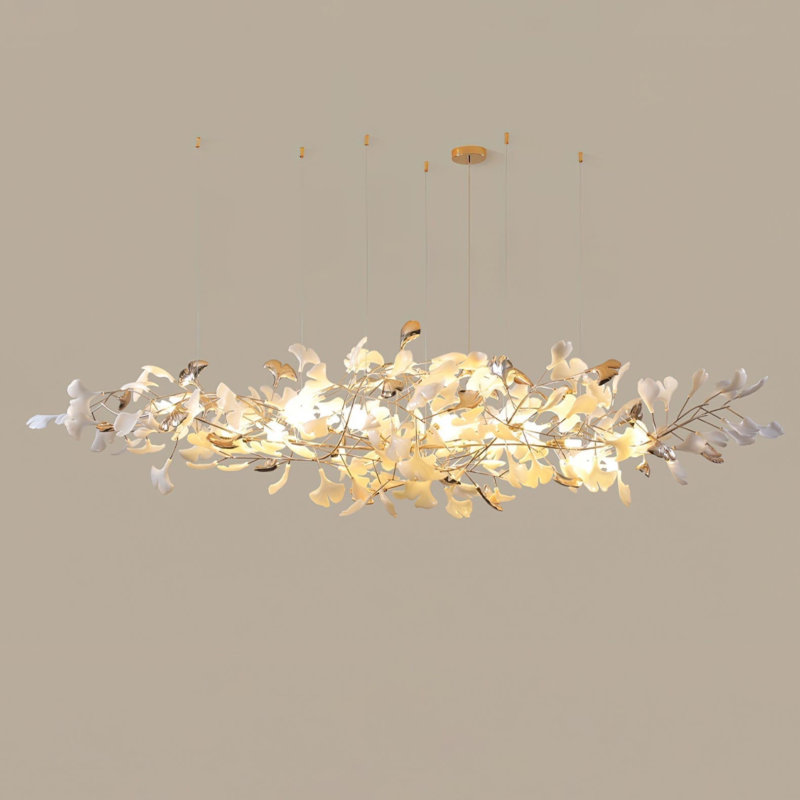 Ginkgo Cloud Chandelier - Model A L 78.7″ x W 23.6″ x H 23.6″Gold & WhiteJoyfuzzy