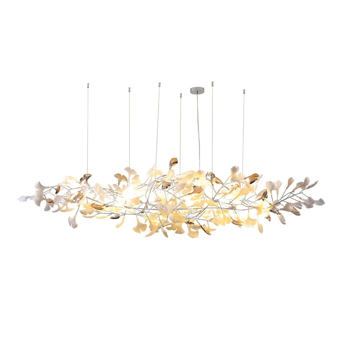Ginkgo Cloud Chandelier - Model A L 78.7″ x W 23.6″ x H 23.6″Nickel & WhiteJoyfuzzy
