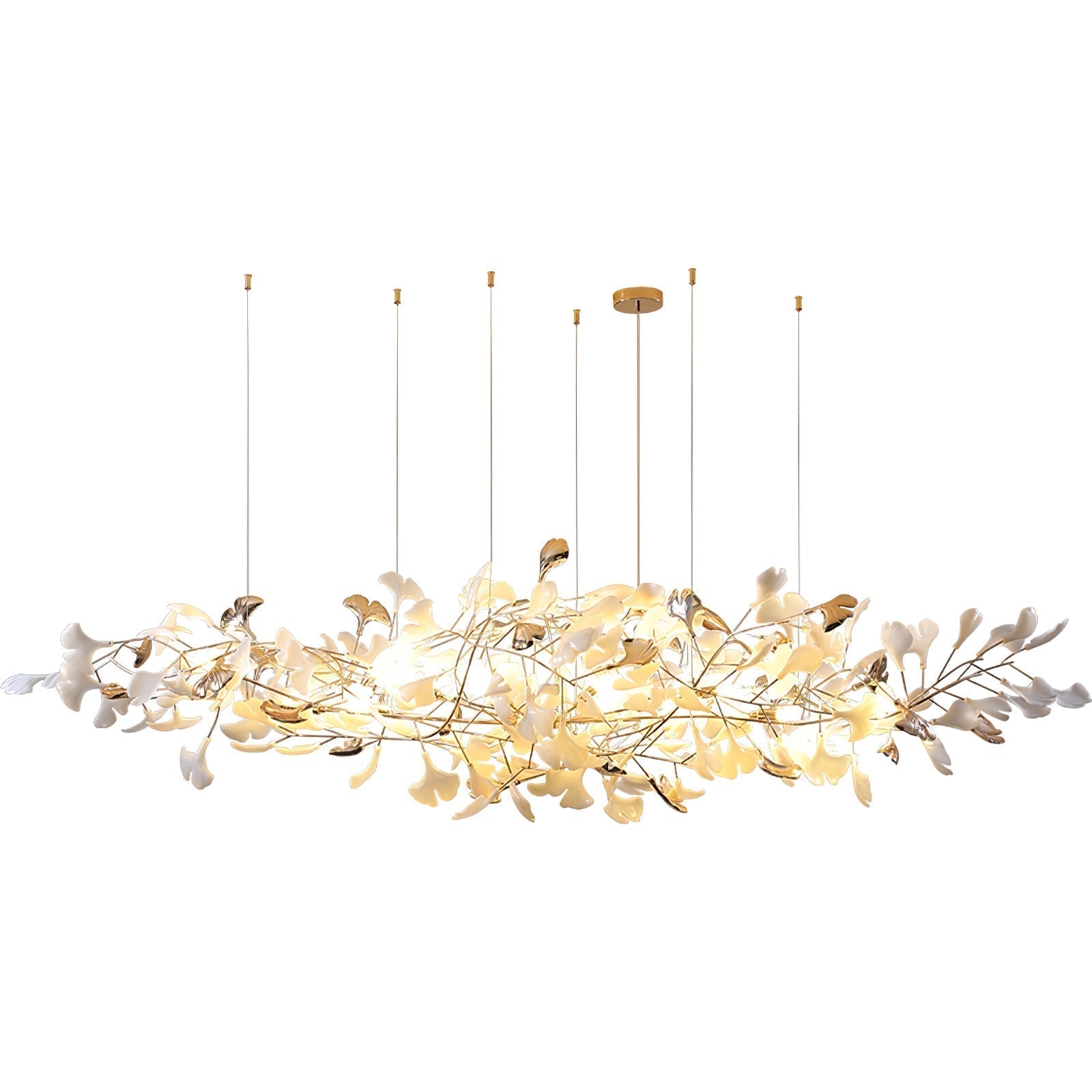 Ginkgo Cloud Chandelier - Model A L 78.7″ x W 23.6″ x H 23.6″Gold & WhiteJoyfuzzy
