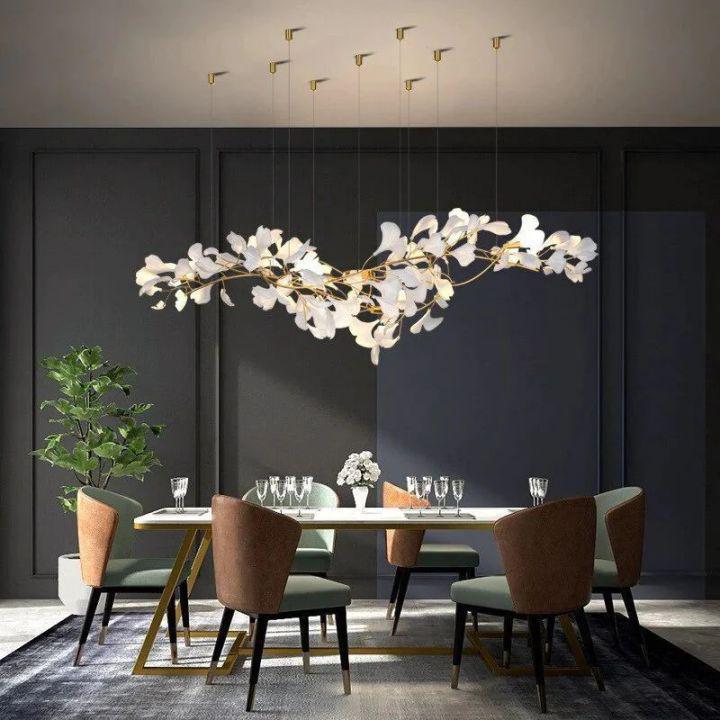 Ginkgo D Branch Chandelier - White + gold accentsL150(L59")Joyfuzzy