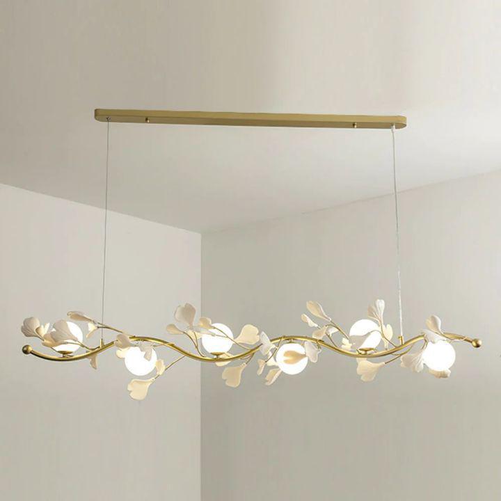 Ginkgo Glass Chandelier - 4 heads Size: L 39.4″(100cm) x H 6.3″(16cm)Joyfuzzy
