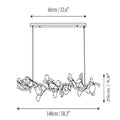 Ginkgo Glass Chandelier - 6 heads Size: L 58.3″(148cm) x H 9.8″(25cm)Joyfuzzy