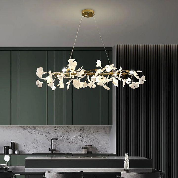 Ginkgo Luxury Chandelier Style E - 4 Lights: L 39.4''(100cm) x W 11.8''(30cm)Gold+WhiteJoyfuzzy