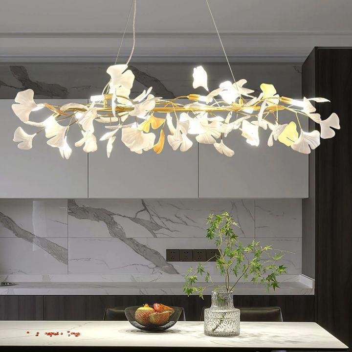 Ginkgo Luxury Chandelier Style E - 8 Lights: L 59''(150cm) x W 11.8''(30cm)Gold+WhiteJoyfuzzy