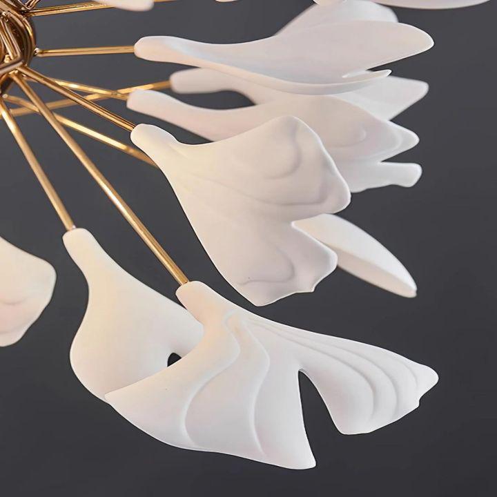 Ginkgo Special Chandelier - All white leavesL 150cm x H 65cm / L 59.1″ x H 25.6″Joyfuzzy