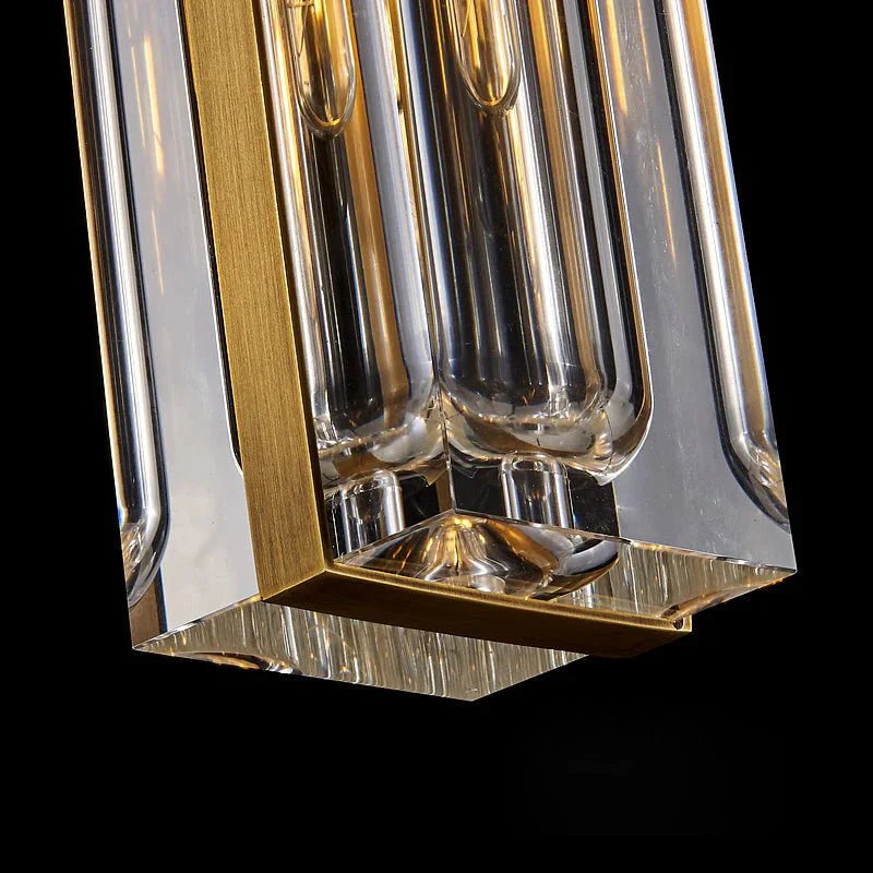 Golden Rectangular Crystal Pendant Lighting - W2.8" X H12"Joyfuzzy