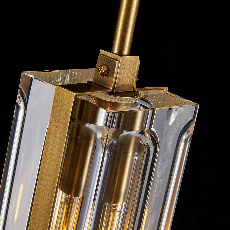 Golden Rectangular Crystal Pendant Lighting - W2.8" X H12"Joyfuzzy
