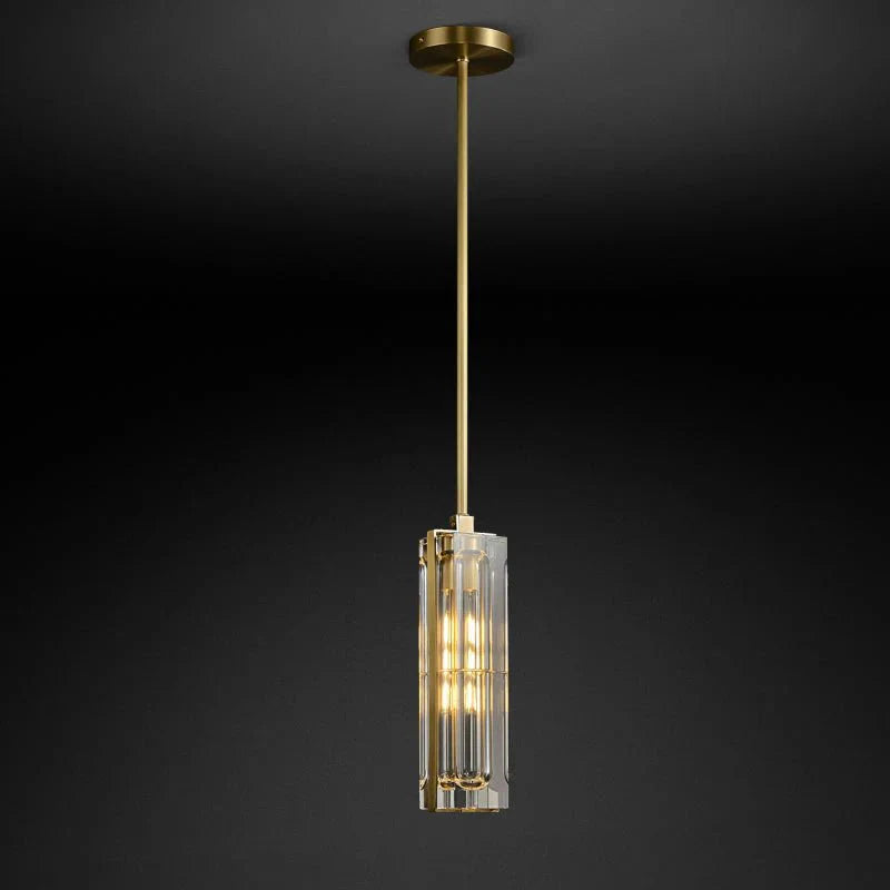 Golden Rectangular Crystal Pendant Lighting - W2.8" X H12"Joyfuzzy