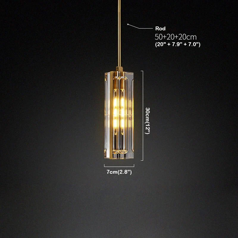 Golden Rectangular Crystal Pendant Lighting - W2.8" X H12"Joyfuzzy