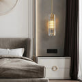 Golden Rectangular Crystal Pendant Lighting - W2.8