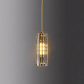 Golden Rectangular Crystal Pendant Lighting - W2.8