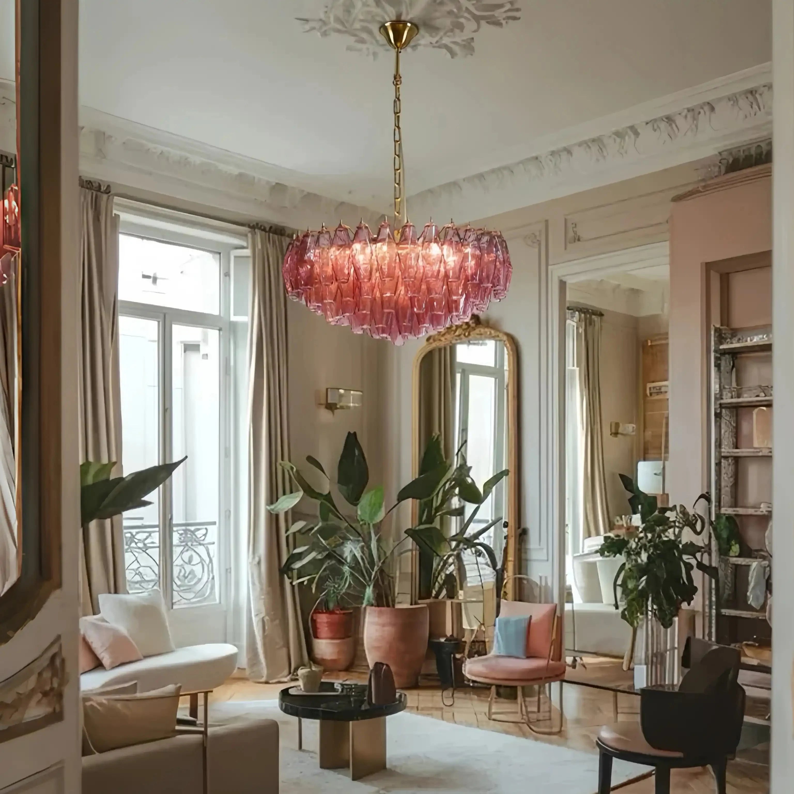 Hand Blown Tier Glass Large Murano Chandelier 24"31"40" - D60*H30CM/D23.62"*H11.81"Warm Light (3000K)PurpleJoyfuzzy