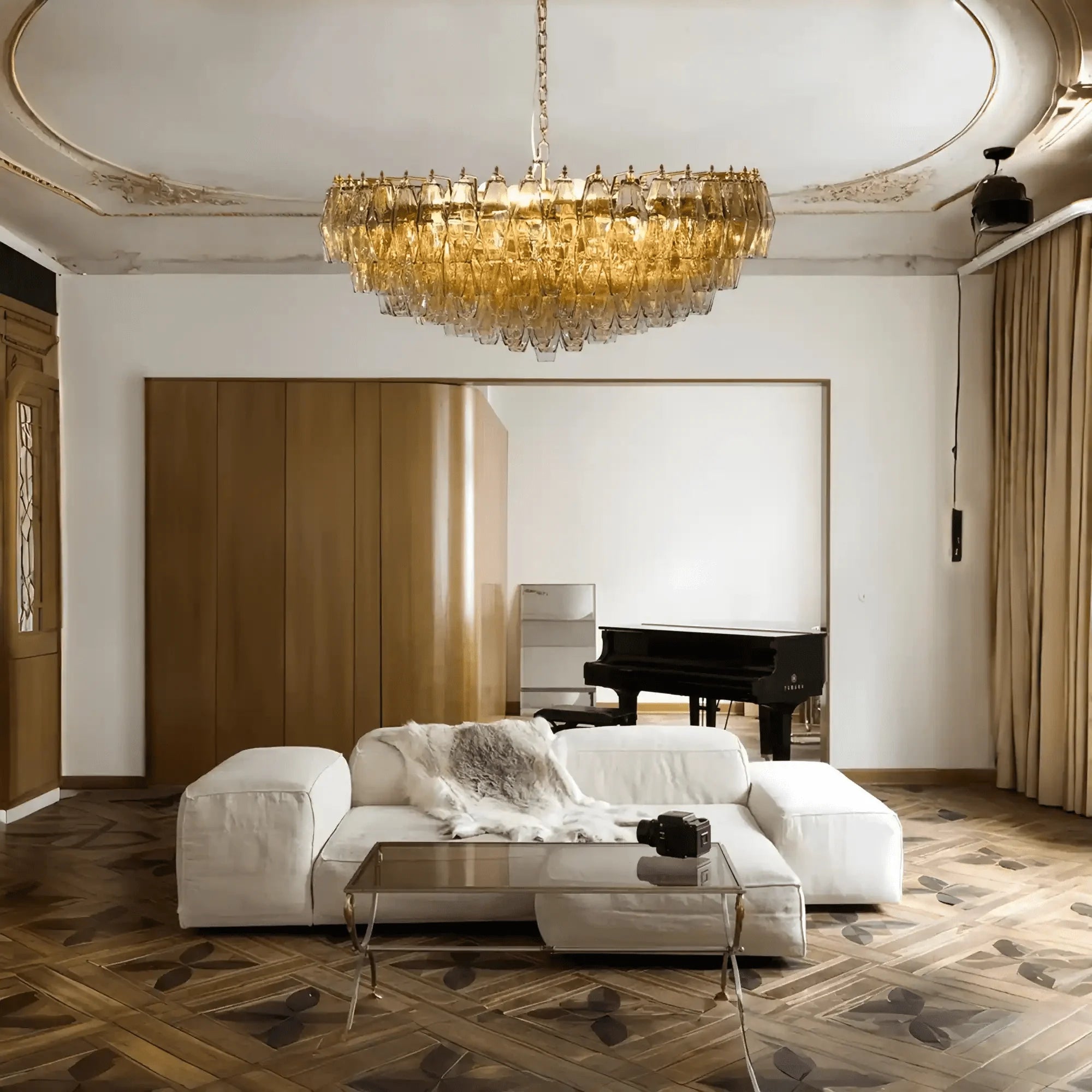 Hand Blown Tier Glass Large Murano Chandelier 24"31"40" - D60*H30CM/D23.62"*H11.81"Warm Light (3000K)PurpleJoyfuzzy