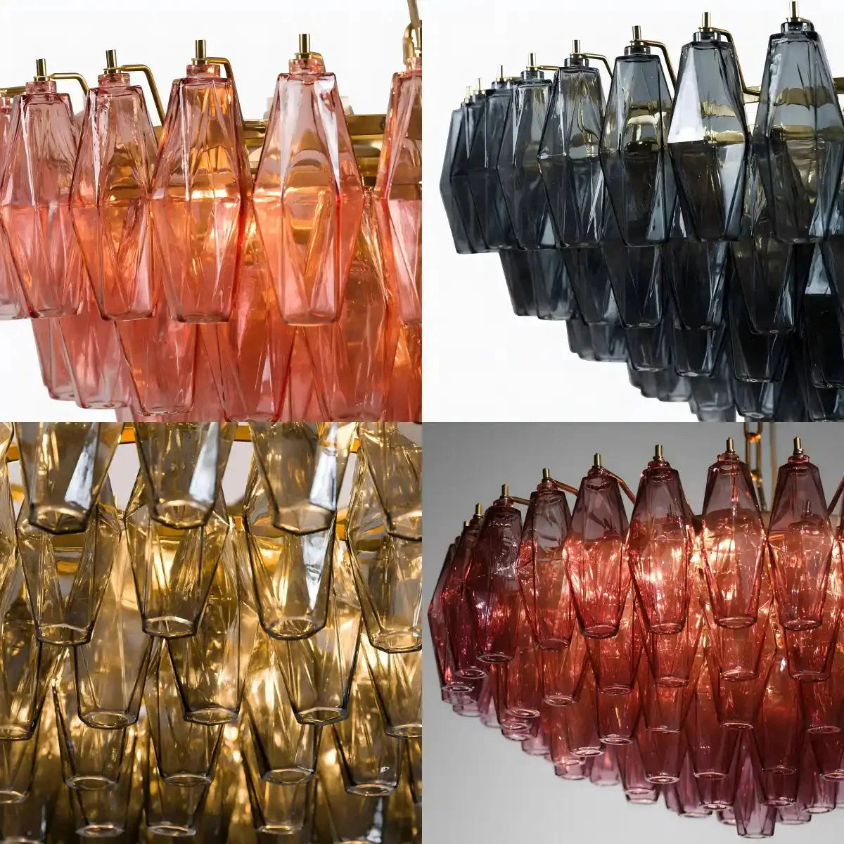 Hand Blown Tier Glass Large Murano Chandelier 24"31"40" - D60*H30CM/D23.62"*H11.81"Warm Light (3000K)PurpleJoyfuzzy