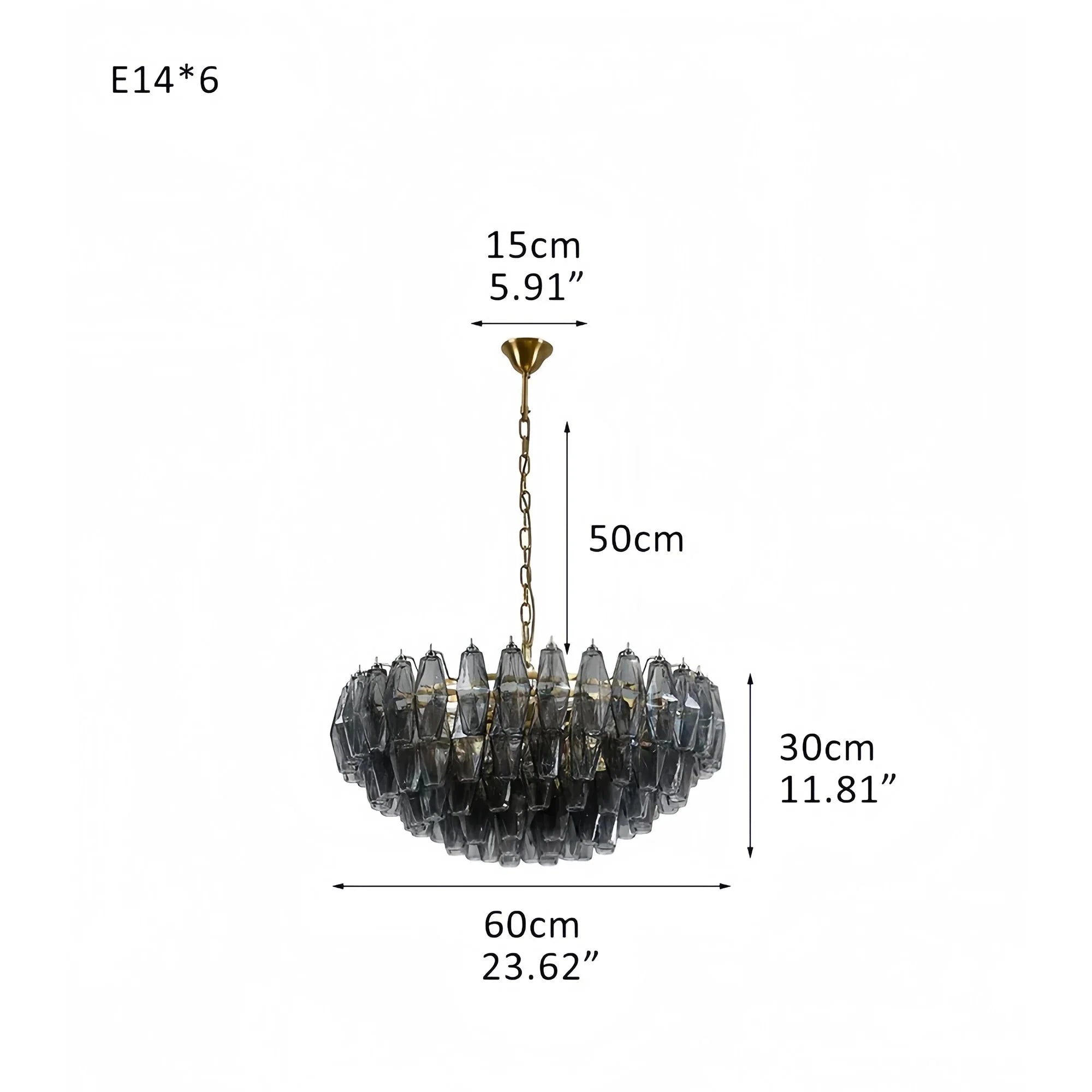 Hand Blown Tier Glass Large Murano Chandelier 24"31"40" - D60*H30CM/D23.62"*H11.81"Warm Light (3000K)PurpleJoyfuzzy