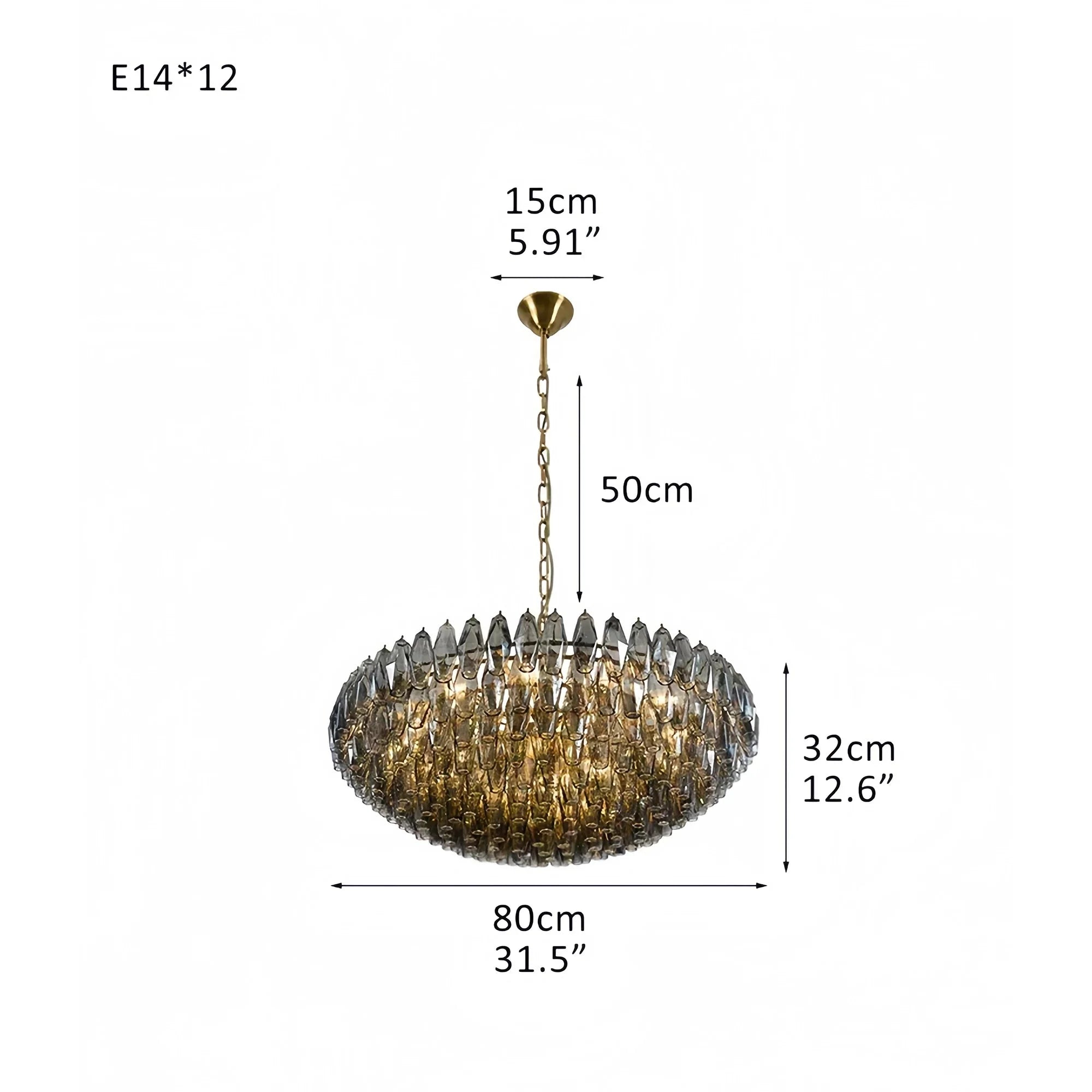 Hand Blown Tier Glass Large Murano Chandelier 24"31"40" - D60*H30CM/D23.62"*H11.81"Warm Light (3000K)PurpleJoyfuzzy