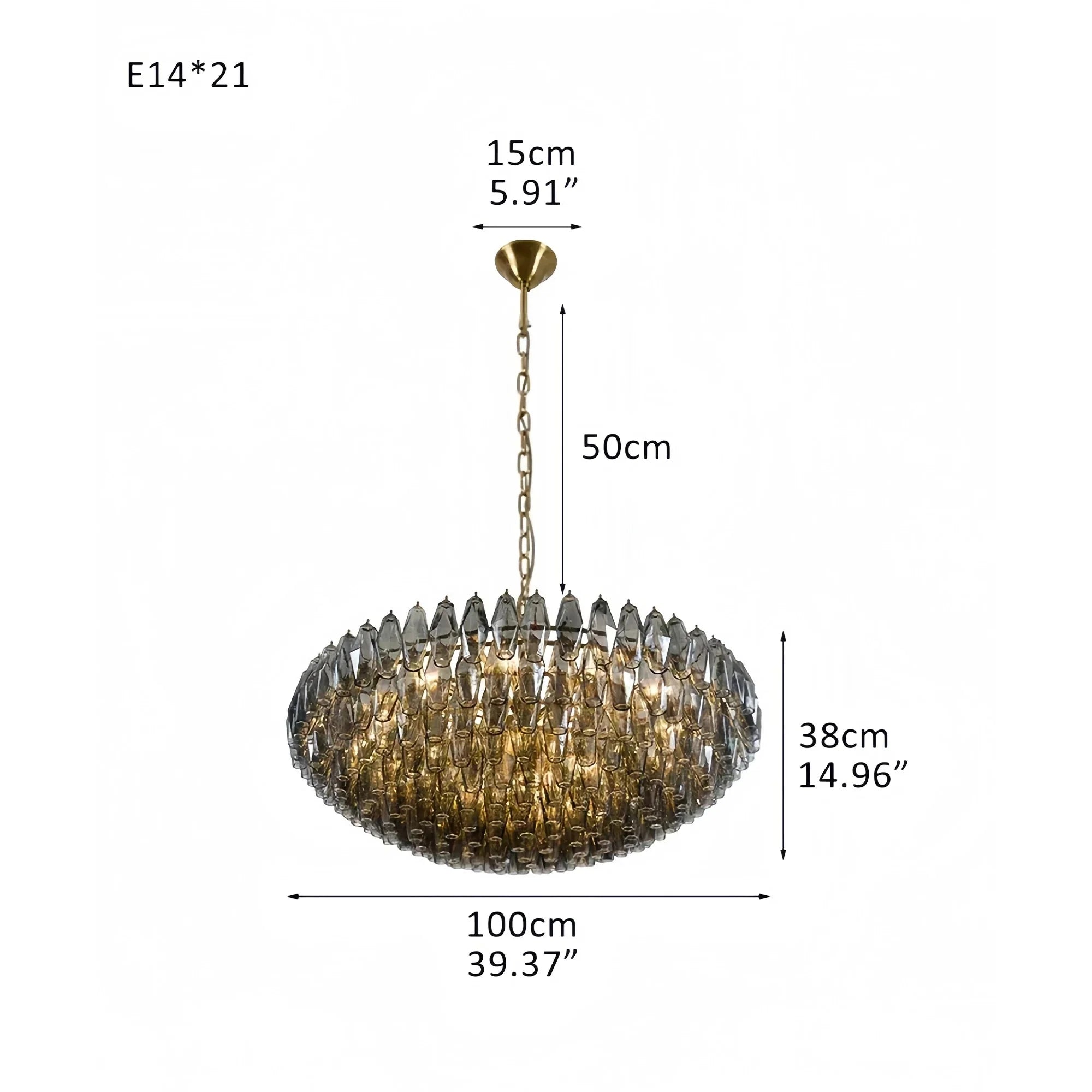Hand Blown Tier Glass Large Murano Chandelier 24"31"40" - D60*H30CM/D23.62"*H11.81"Warm Light (3000K)PurpleJoyfuzzy