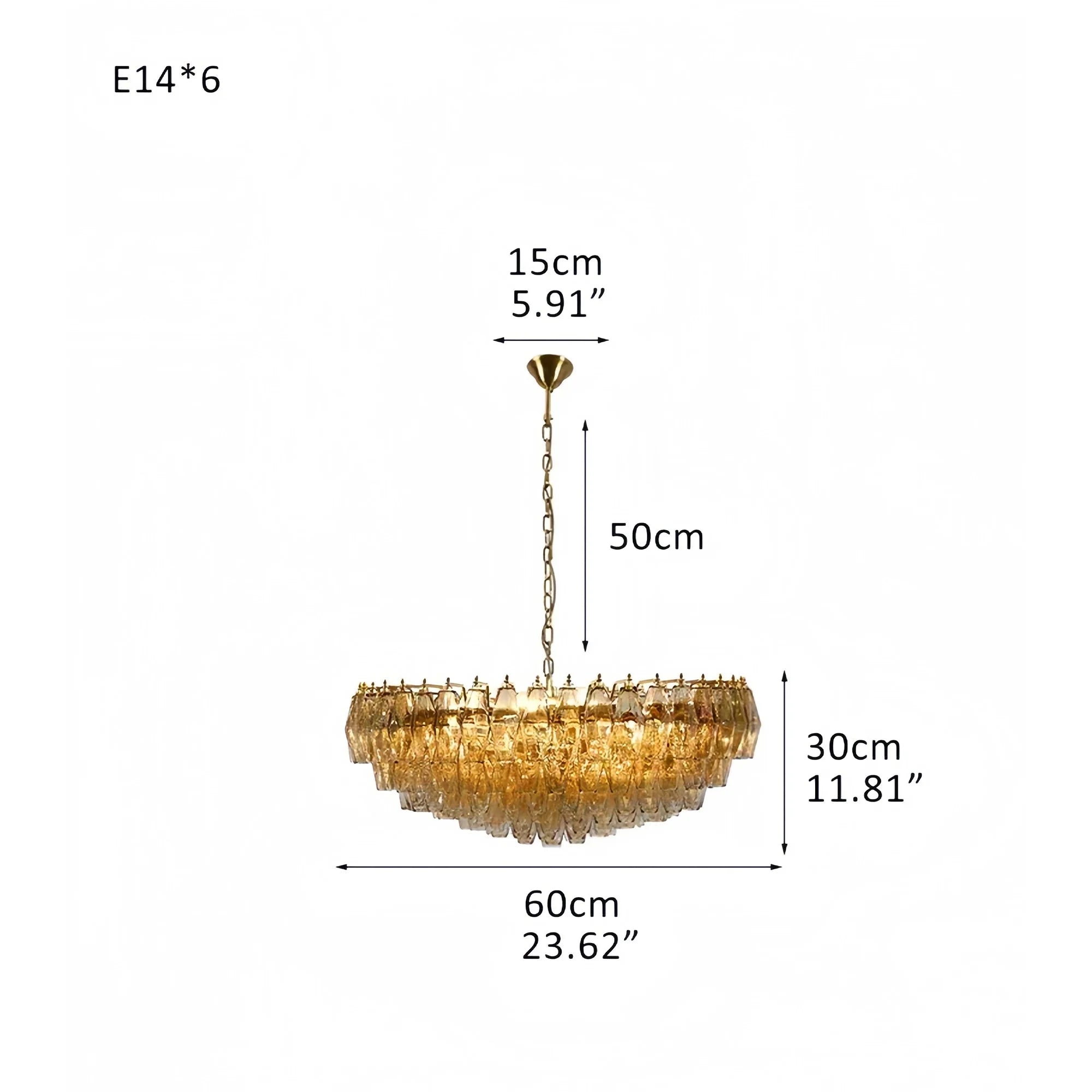 Hand Blown Tier Glass Large Murano Chandelier 24"31"40" - D60*H30CM/D23.62"*H11.81"Warm Light (3000K)PurpleJoyfuzzy